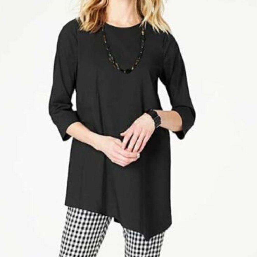 J JILL 3/4 Sleeve Asymmetrical Hem Cotton Blend Tunic Top XS